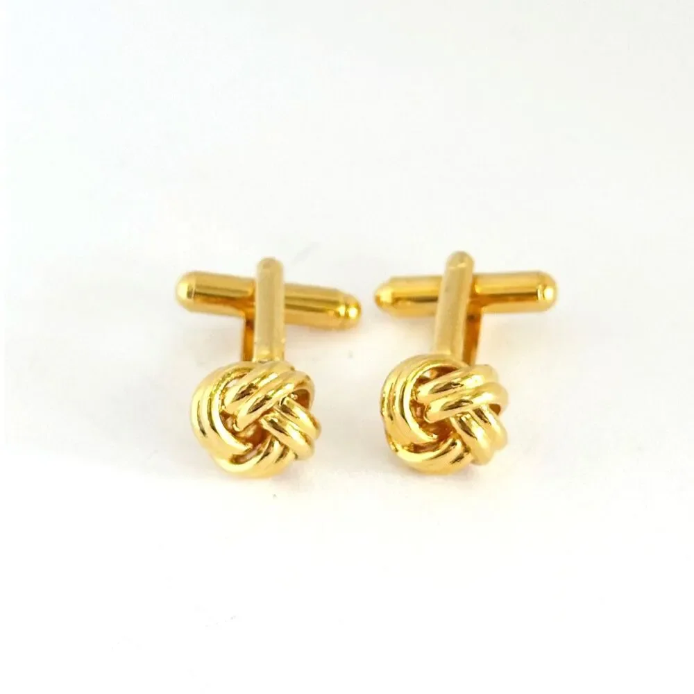 Vintage Love Knot Cuff Links Gold Tone